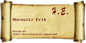 Horovitz Erik névjegykártya